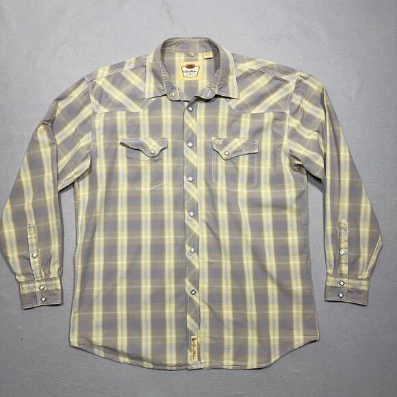 LARRY‎ MAHAN Cowboy Western Shirt Size 2XL Diamond Pearl Snap Gray Cowboy - Picture 1 of 13
